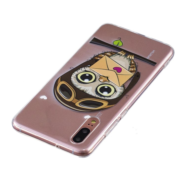 Cassa Del Telefono Cellulare Di TPU Molle Di Stampa Del Modello Per Huawei P20 - Simpatico Gufo-4