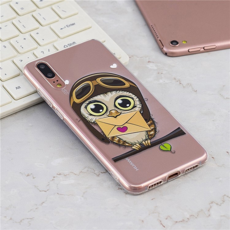Cassa Del Telefono Cellulare Di TPU Molle Di Stampa Del Modello Per Huawei P20 - Simpatico Gufo-6