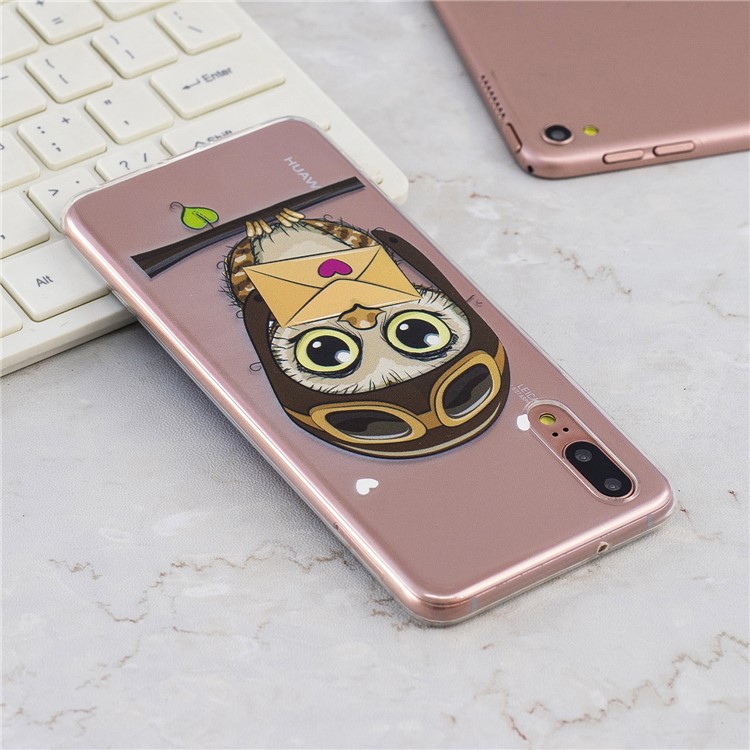 Cassa Del Telefono Cellulare Di TPU Molle Di Stampa Del Modello Per Huawei P20 - Simpatico Gufo-7