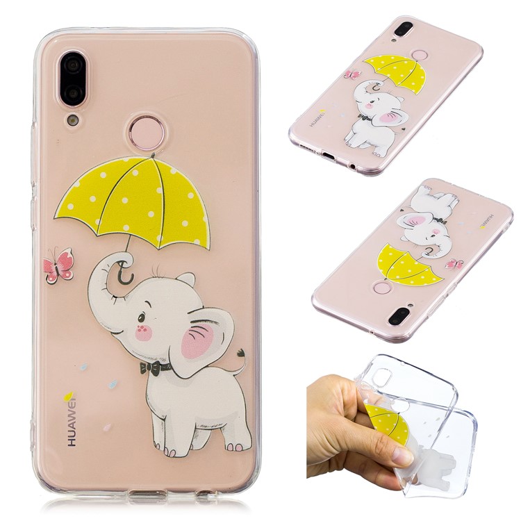 Pattern Printing Soft TPU Case for Huawei P20 Lite/Nova 3e (China) - Little Elephant with Umbrella-1