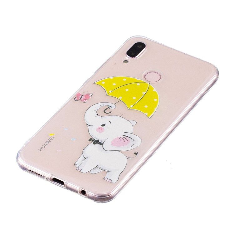 Pattern Printing Soft TPU Case for Huawei P20 Lite/Nova 3e (China) - Little Elephant with Umbrella-4