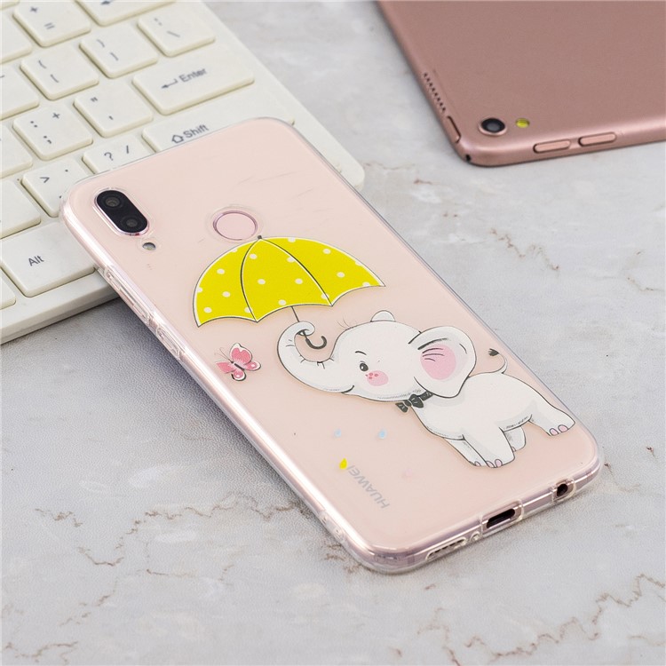Pattern Printing Soft TPU Case for Huawei P20 Lite/Nova 3e (China) - Little Elephant with Umbrella-7