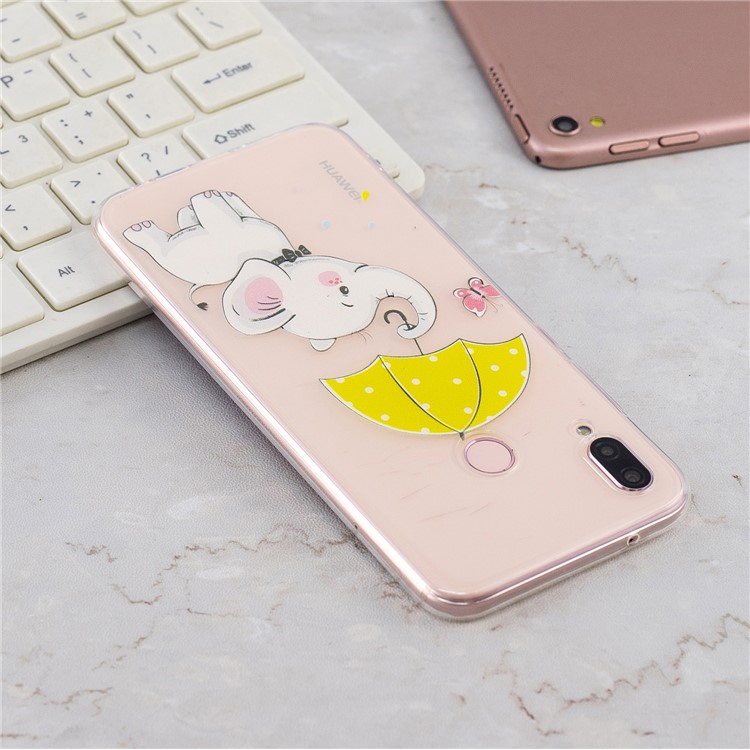 Pattern Printing Soft TPU Case for Huawei P20 Lite/Nova 3e (China) - Little Elephant with Umbrella-8