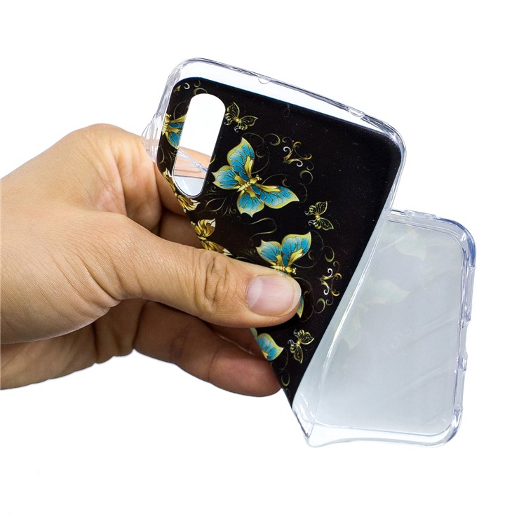 Pattern Printing Soft TPU Case for Huawei P20 Pro - Gold and Blue Butterflies-5