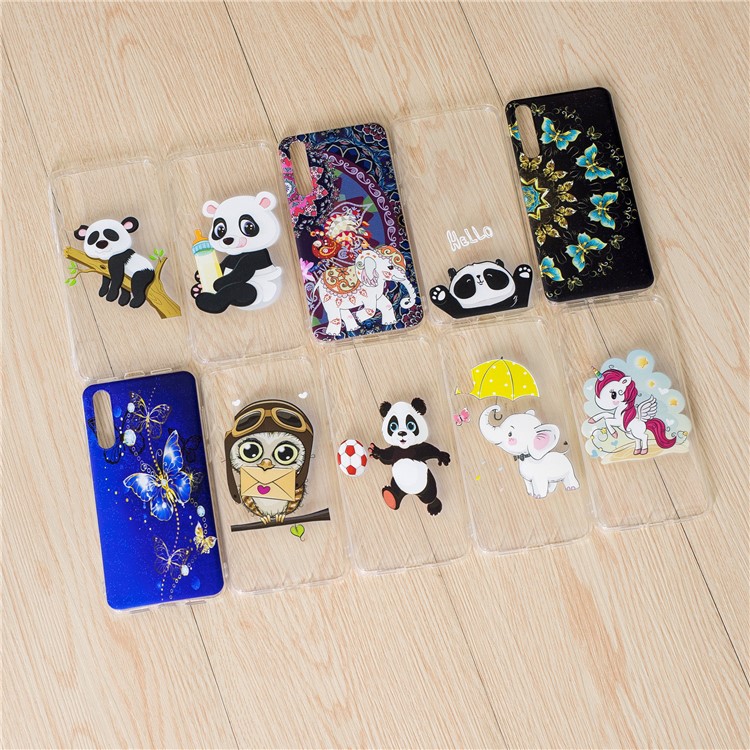 Pattern Printing Soft TPU Case for Huawei P20 Pro - Gold and Blue Butterflies-9