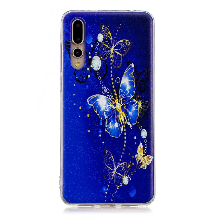 Pattern Printing Soft TPU Cover for Huawei P20 Pro - Blue Butterflies-3