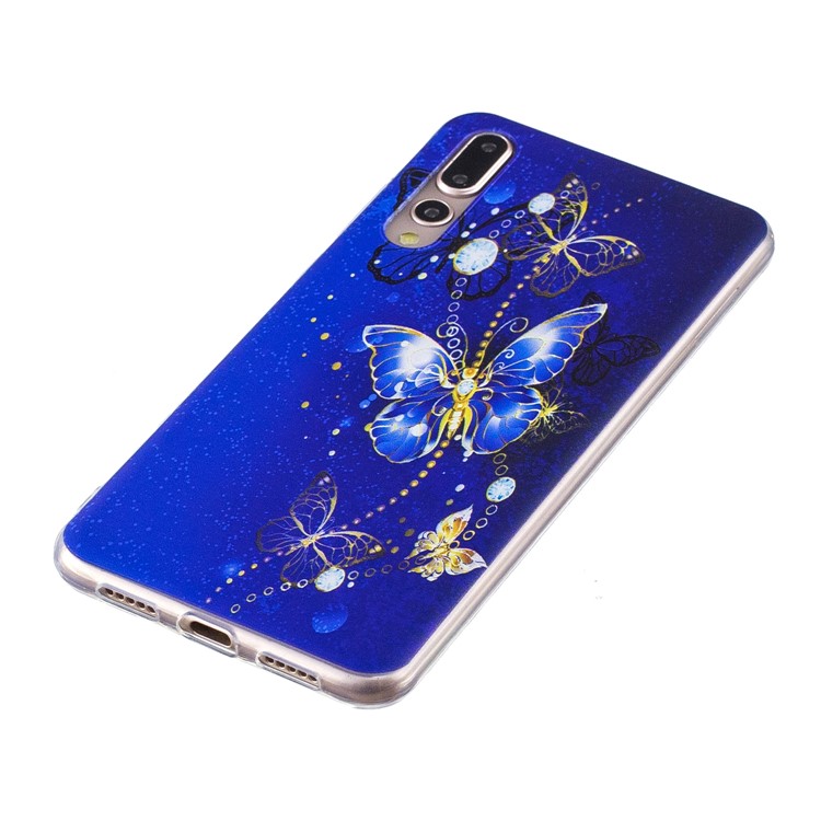 Pattern Printing Soft TPU Cover for Huawei P20 Pro - Blue Butterflies-4