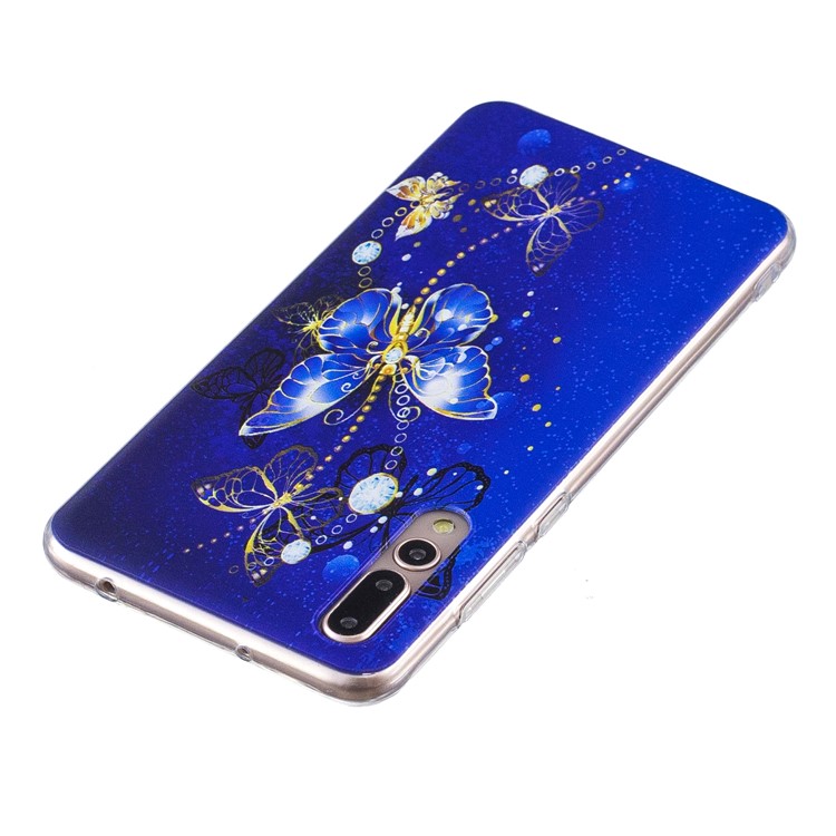 Pattern Printing Soft TPU Cover for Huawei P20 Pro - Blue Butterflies-5