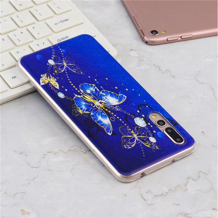 Pattern Printing Soft TPU Cover for Huawei P20 Pro - Blue Butterflies-8