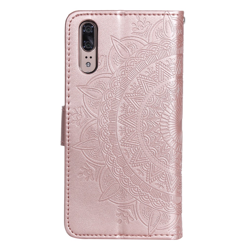 Impressum Mandala Blumenständer Brieftasche Ledertasche Für Huawei P20 - Roségold