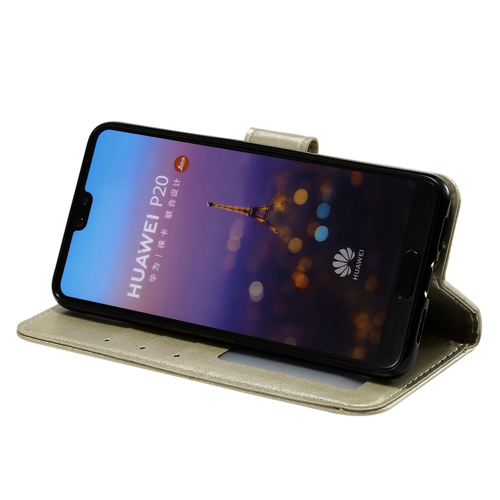 Imprint Mandala Flower Stand Wallet Leather Mobile Phone Case for Huawei P20 - Gold-8