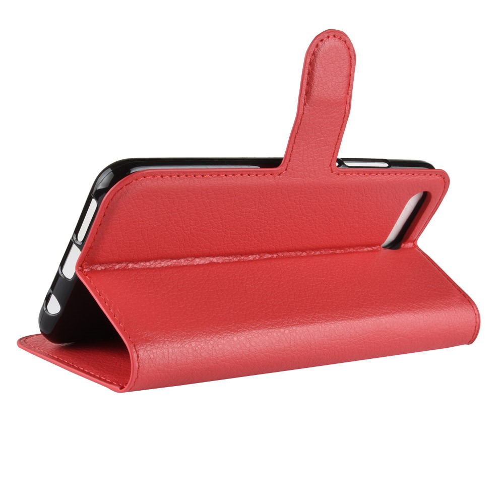 Litchi Texture Wallet Stand Leather Mobile Shell for Huawei Honor 10 - Red-5