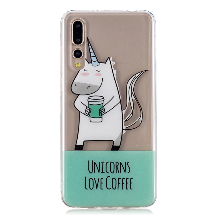Pattern Printing IMD TPU Protective Casing for Huawei P20 Pro - Unicorns Love Coffee-1