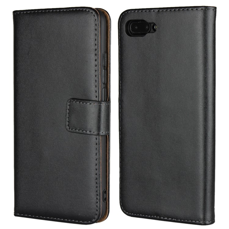 Split Leather Wallet Stand Flip Cover Case for Huawei Honor 10 - Black-1