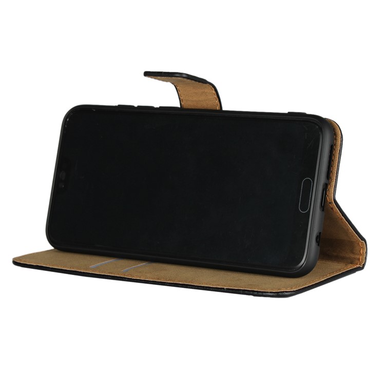 Split Leather Wallet Stand Flip Cover Case for Huawei Honor 10 - Black-4