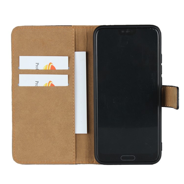 Split Leather Wallet Stand Flip Cover Case for Huawei Honor 10 - Black-6