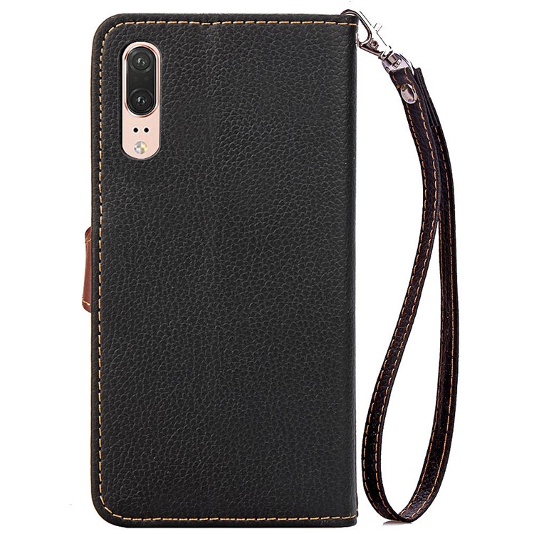 Leaf Shape Magnetic Flap Leather Wallet Case for Huawei P20 - Black-3