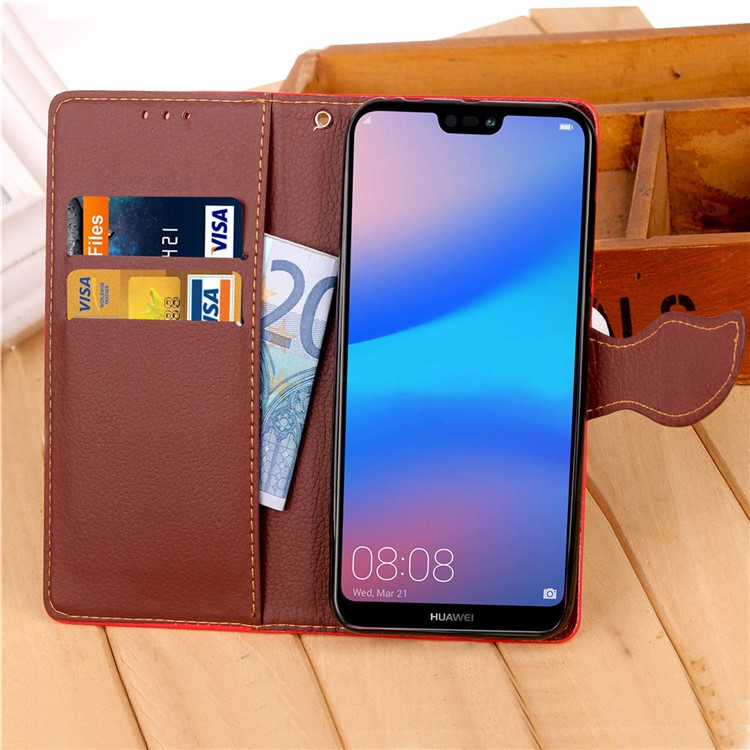 Leaf Shape Magnetic Flap Leather Wallet Case for Huawei P20 Lite/Nova 3e (China) - Black-8