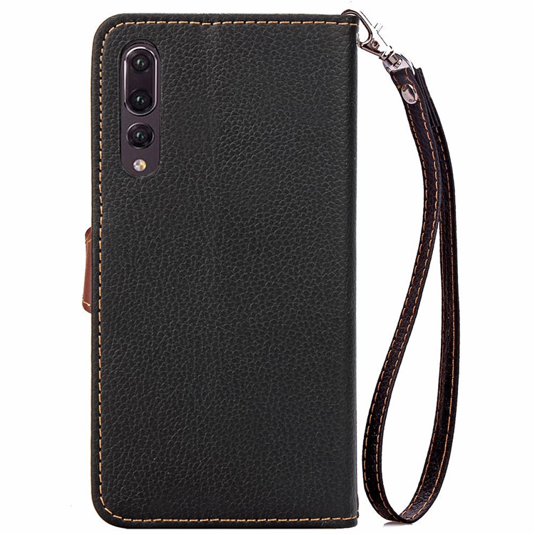 Leaf Shape Magnetic Flap Leather Wallet Cover for Huawei P20 Pro - Black-3