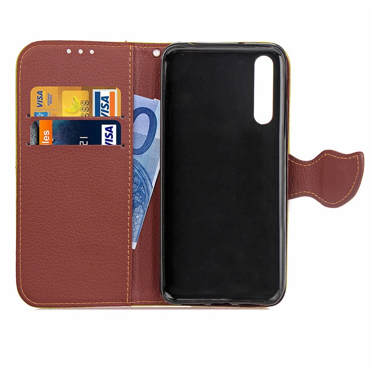 Leaf Shape Magnetic Flap Leather Wallet Cover for Huawei P20 Pro - Black-4