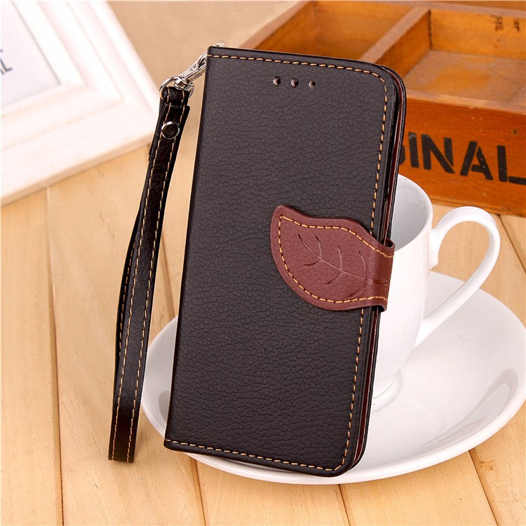 Leaf Shape Magnetic Flap Leather Wallet Cover for Huawei P20 Pro - Black-6