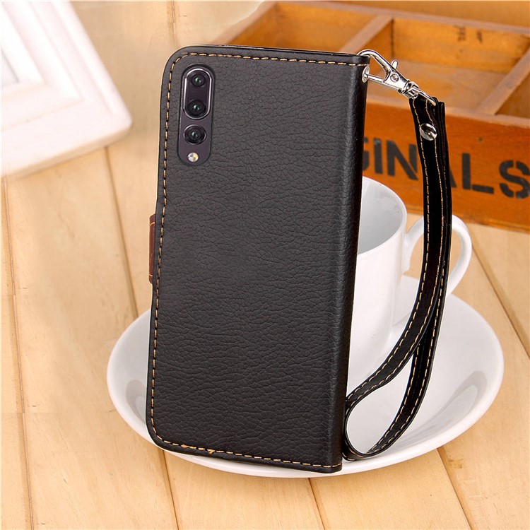 Leaf Shape Magnetic Flap Leather Wallet Cover for Huawei P20 Pro - Black-7