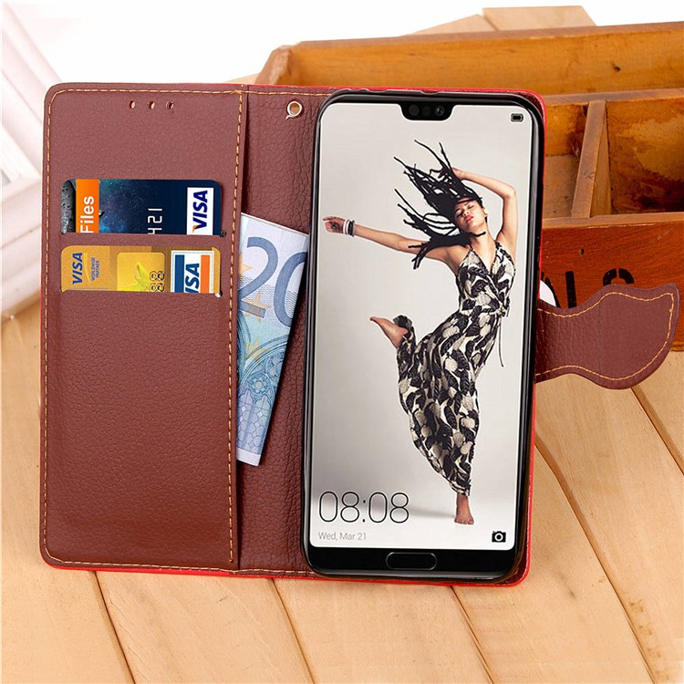 Leaf Shape Magnetic Flap Leather Wallet Cover for Huawei P20 Pro - Black-8