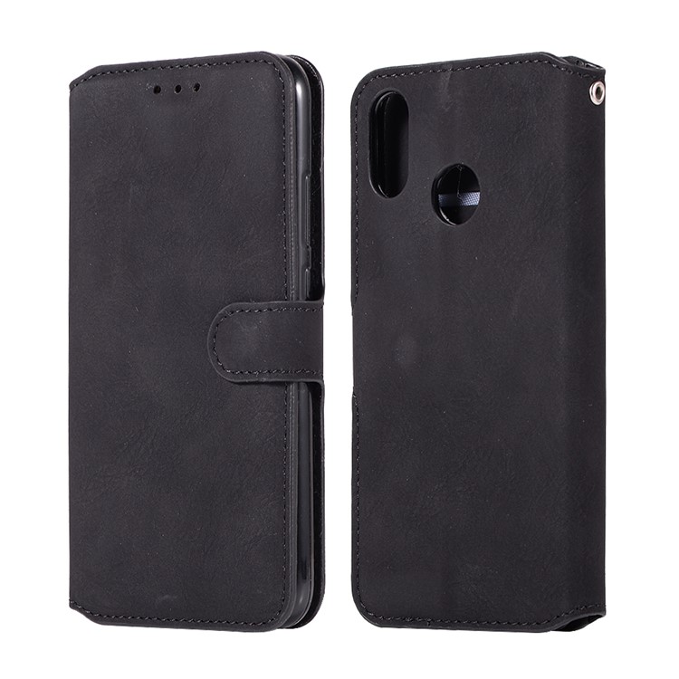 Premium Vintage Leather Magnetic Wallet Case for Huawei P20 Lite/Nova 3e (China) - Black-1