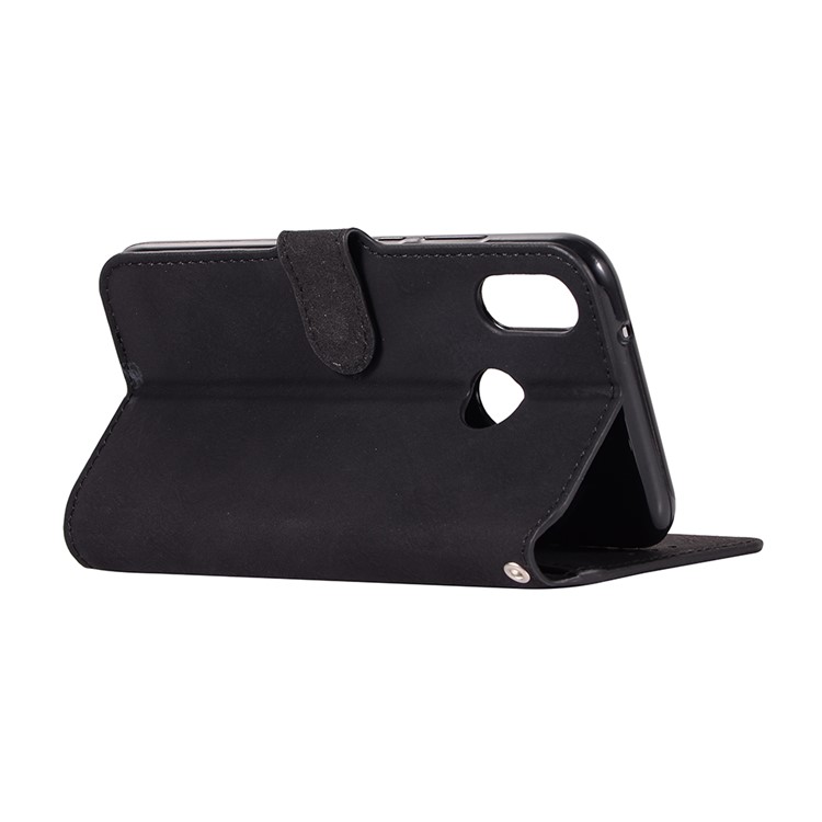 Premium Vintage Leather Magnetic Wallet Case for Huawei P20 Lite/Nova 3e (China) - Black-5