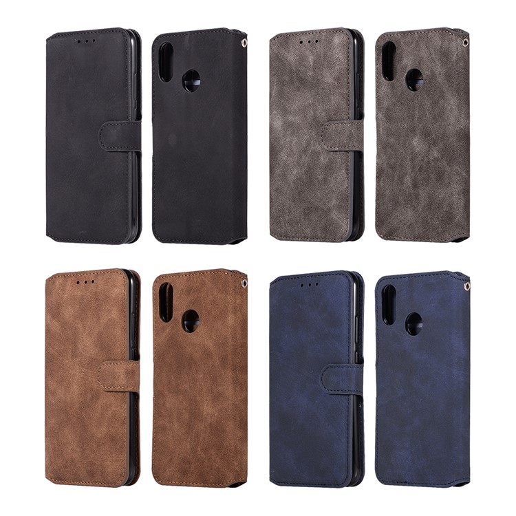 Premium Vintage Leather Magnetic Wallet Case for Huawei P20 Lite/Nova 3e (China) - Black-6