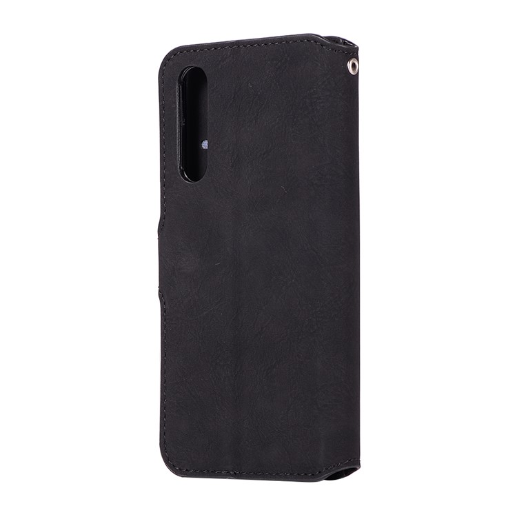 For Huawei P20 Pro Vintage Style Wallet Leather Stand Protective Mobile Case - Black-3