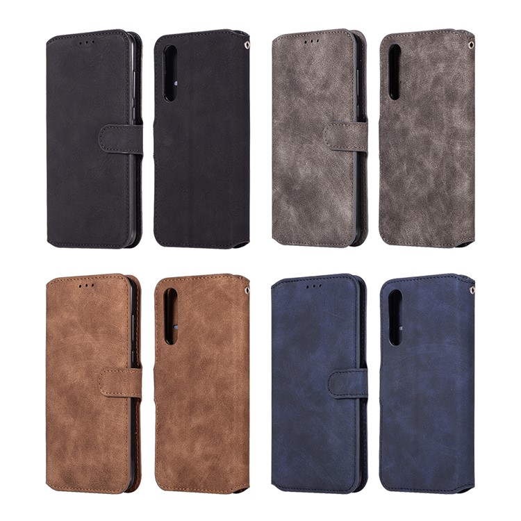For Huawei P20 Pro Vintage Style Wallet Leather Stand Protective Mobile Case - Black-6