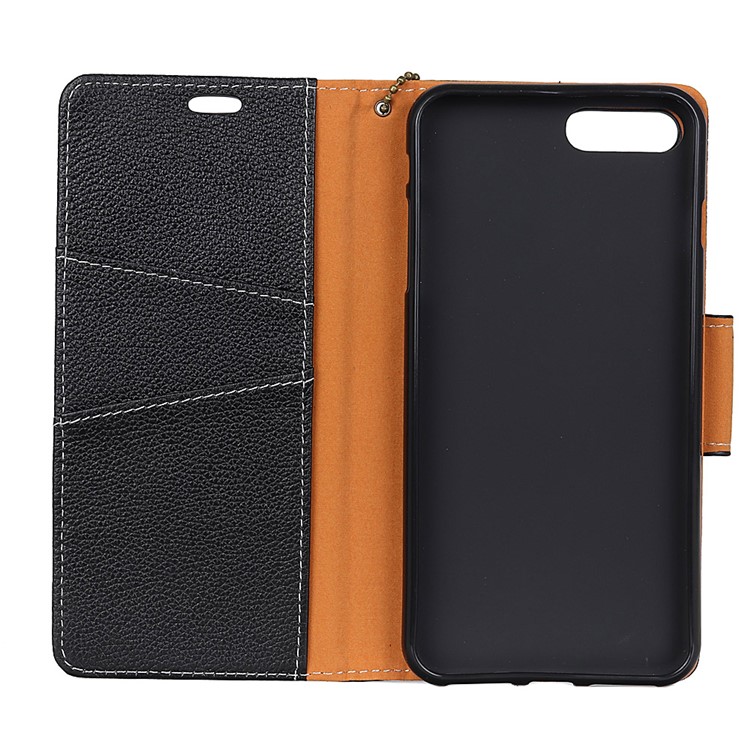 Litchi Skin Genuine Leather Magnetic Wallet Phone Cover for Huawei Honor 10 - Black-5