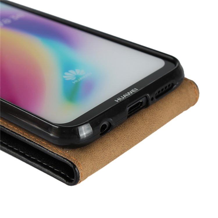 Genuine Leather Vertical Phone Case for Huawei P20 Lite / Nova 3e - Black-10