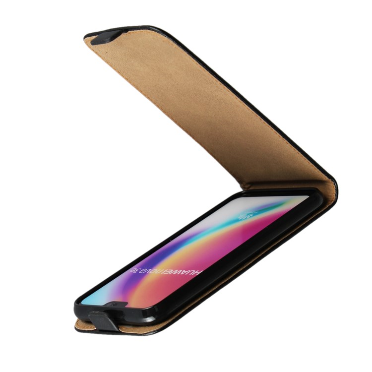 Genuine Leather Vertical Phone Case for Huawei P20 Lite / Nova 3e - Black-4