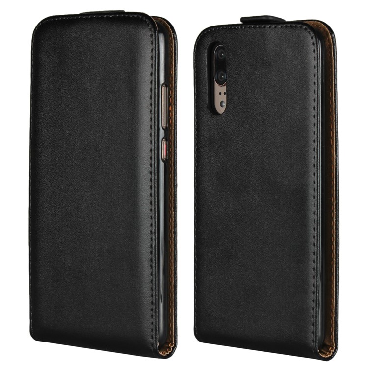 Genuine Leather Vertical Shell Case for Huawei P20 - Black-1