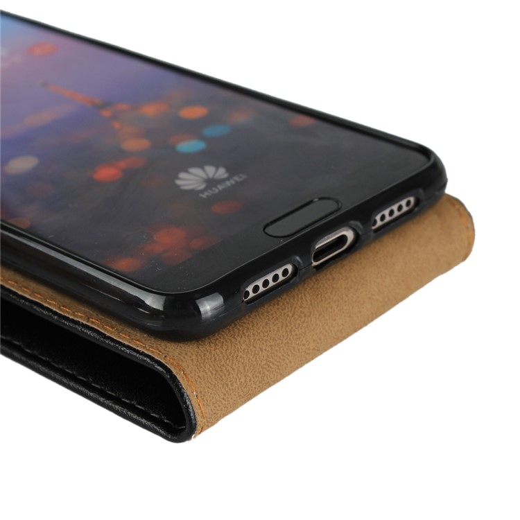 Genuine Leather Vertical Shell Case for Huawei P20 - Black-9