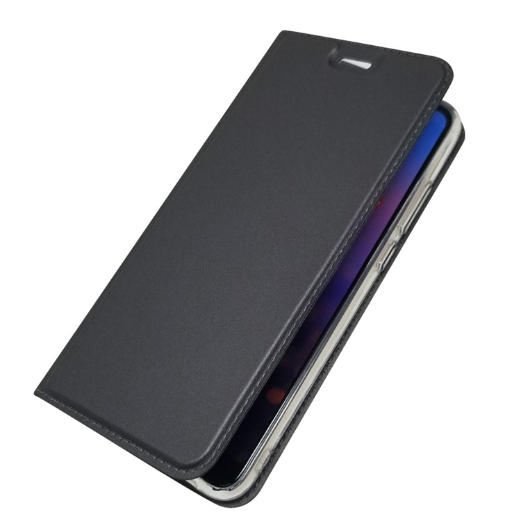 For Huawei P20 Magnetic Adsorption Leather Stand Cover with Card Slot - Black-7