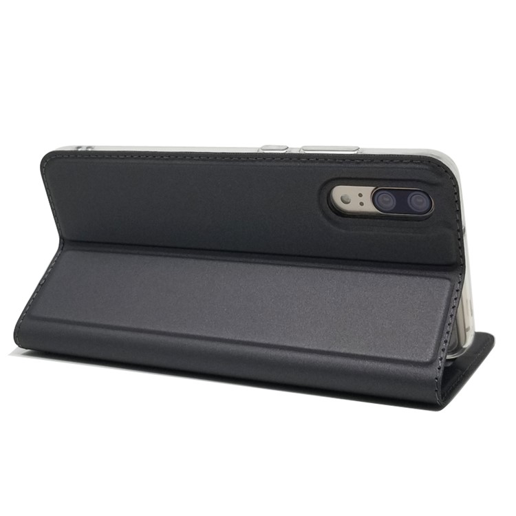 For Huawei P20 Magnetic Adsorption Leather Stand Cover with Card Slot - Black-9