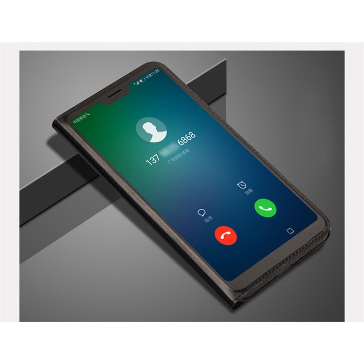 View Window PU Leather Phone Case for Huawei P20 Lite / Nova 3e (China) - Black-1
