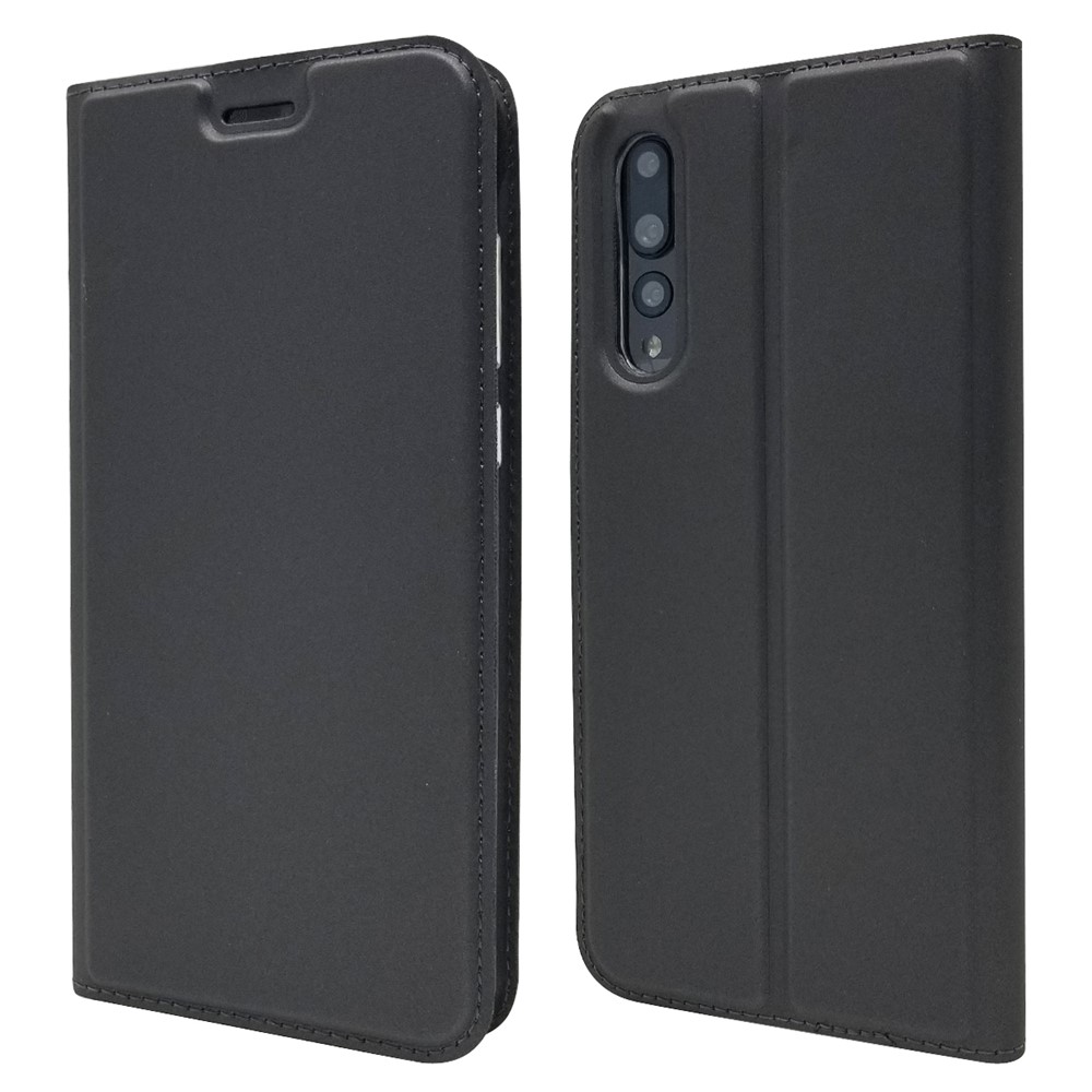 Magnetic Adsorption Leather Stand Flip Cover with Card Slot for Huawei P20 Pro - Black-1