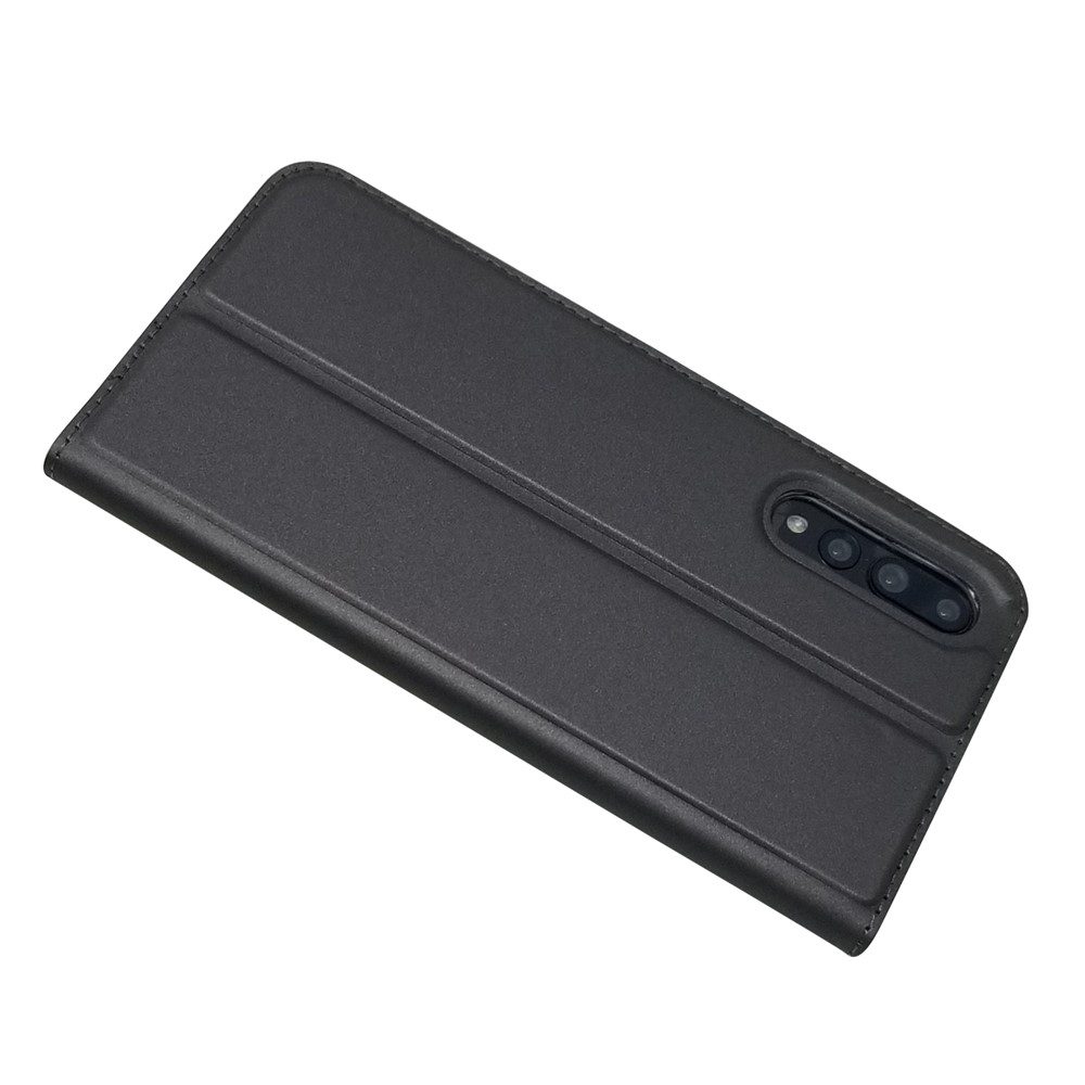 Adsorption Magnétique Support de Support en Cuir Avec Fente de Carte Pour Huawei P20 Pro - le Noir