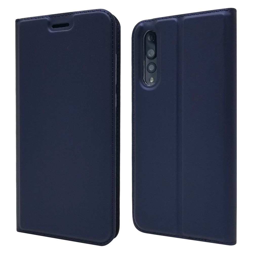 Magnetisches Adsorption Leder Stehen Telefongehäuse Mit Kartensteckplatz Für Huawei P20 Pro - Dunkelblau-1