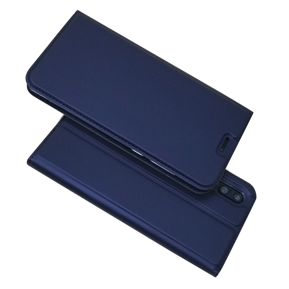 Magnetisches Adsorption Leder Stehen Telefongehäuse Mit Kartensteckplatz Für Huawei P20 Pro - Dunkelblau-4