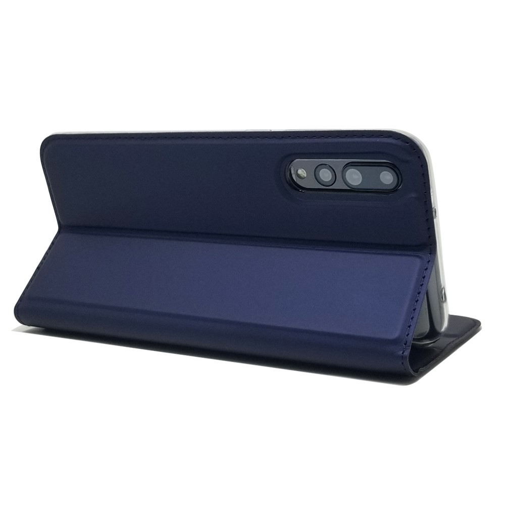Magnetisches Adsorption Leder Stehen Telefongehäuse Mit Kartensteckplatz Für Huawei P20 Pro - Dunkelblau-8