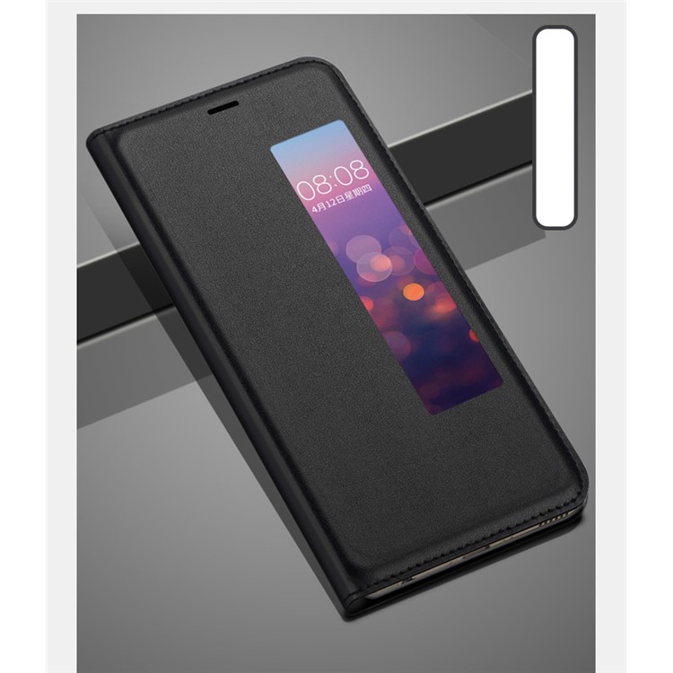 View Window PU Leather Phone Case for Huawei P20 - Black-1