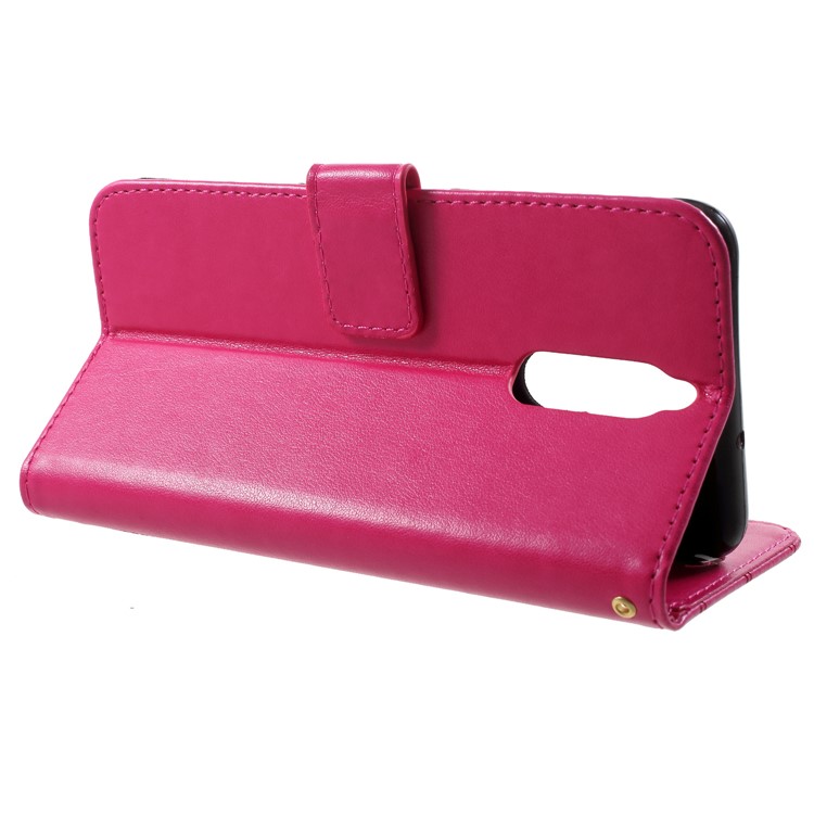 Imprint Butterfly Heart Leather Wallet Case for Huawei Mate 10 Lite / nova 2i / Maimang 6 / Honor 9i (India) - Rose-4