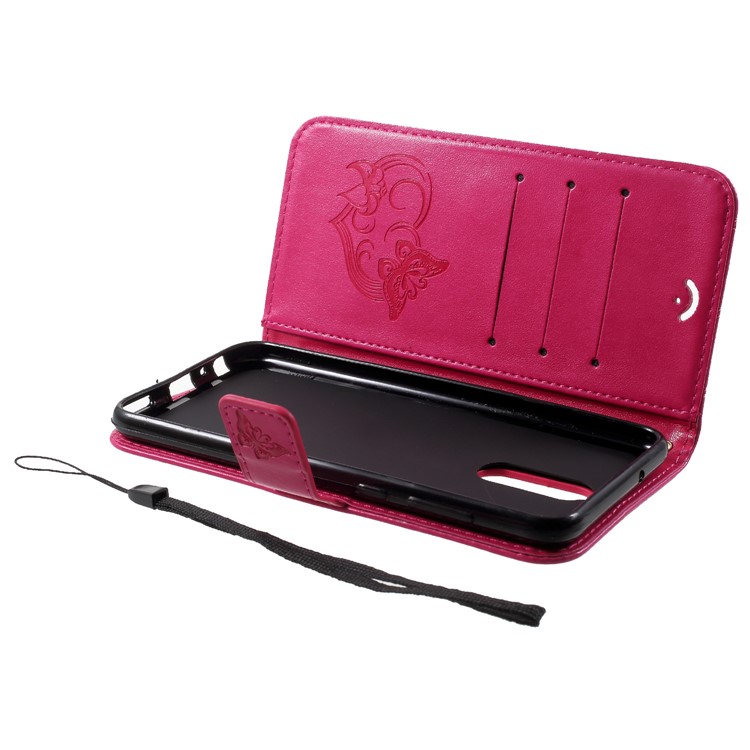Imprint Butterfly Heart Leather Wallet Case for Huawei Mate 10 Lite / nova 2i / Maimang 6 / Honor 9i (India) - Rose-5