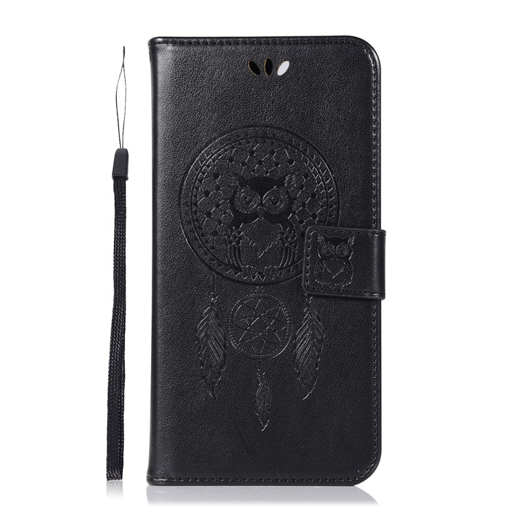 Imprinted Dream Catcher Owl Leather Wallet Case for Huawei Y9 (2018) / Enjoy 8 Plus - Black-2
