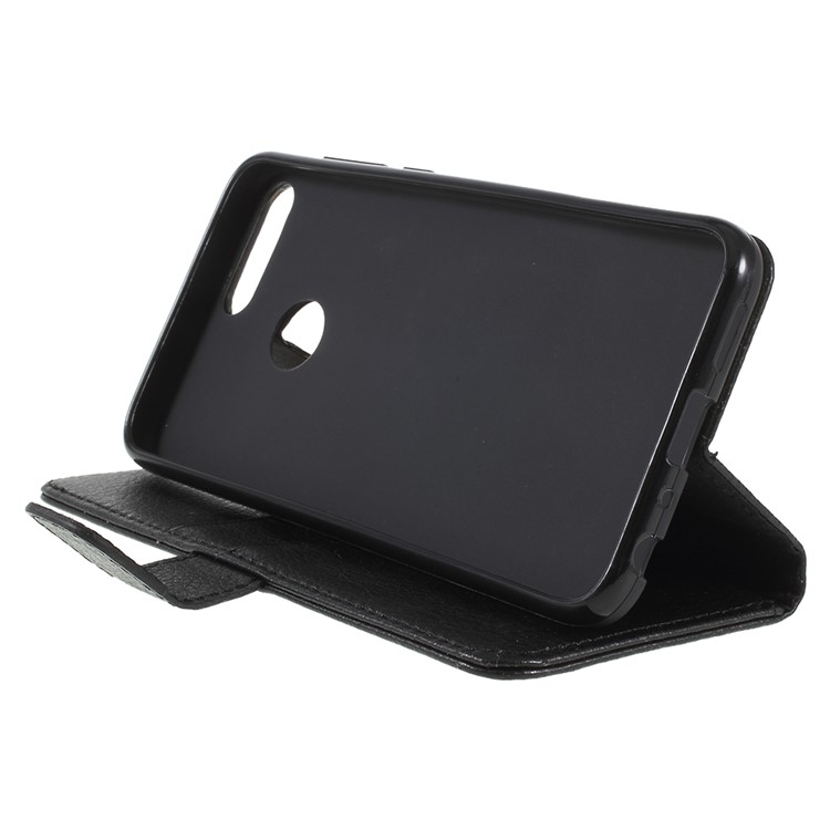 Litchi Texture Wallet Stand Leather Case for Huawei P Smart/Enjoy 7S - Black-4